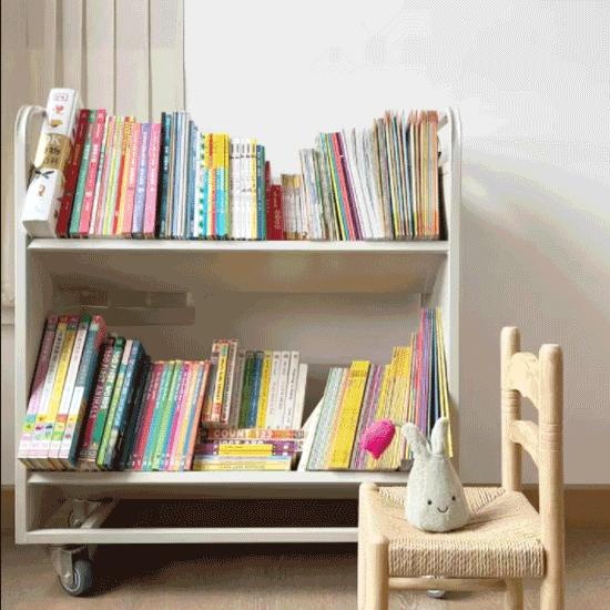 compact two-tier book cart