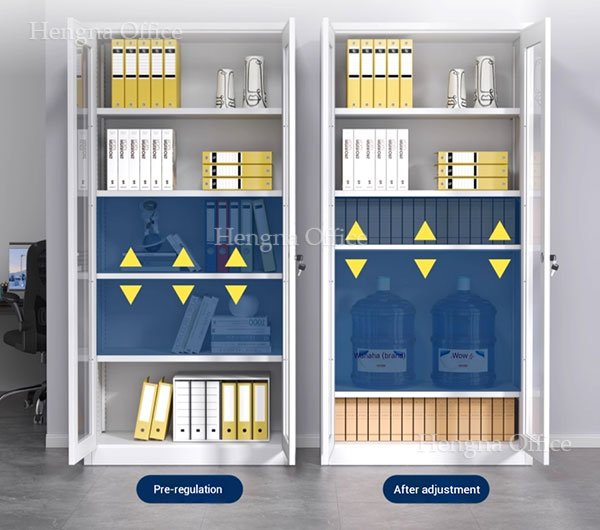 Heavy Duty Commercial Steel Filing Cabinet | Tall Archive Bookcase with Glass Swing Doors