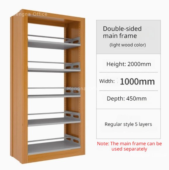 Wooden Double-Sided Office Bookshelf with Rounded Corners – Screwless Assembly & Adjustable Shelving for Modern Workspaces