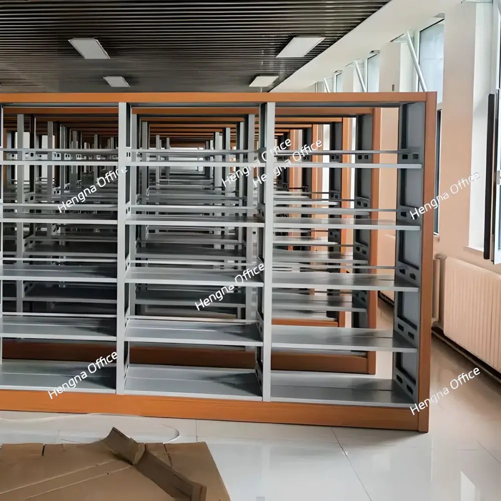rtyrytr Classroom Furniture Light Wood Steel Bookcase KD Pack Knock Down Easy Assembly School Rack Wholesale