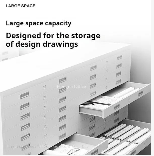 A0 flat file cabinet with 5 drawers, SPCC cold-rolled steel construction