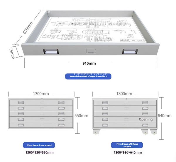 How to Store Large Format Drawings Properly: A Complete Guide to Flat File Cabinet Setup Flat file cabinet dimensions comparison showing Size 0 vs Size 1