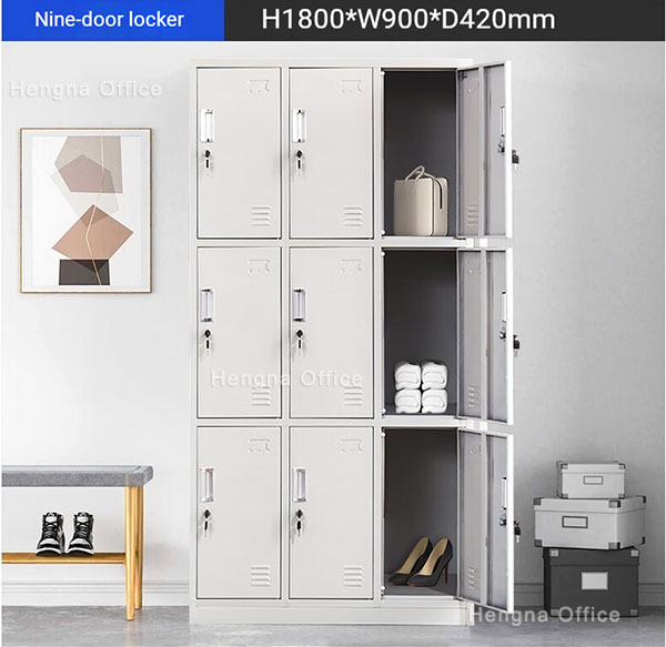 Flat-Pack Lockable Steel Storage Cabinet — Powder-Coated Adjustable Shelves for Offices & Schools Open flat-pack steel storage cabinet showing lock and perforated interior, adjustable shelves for office storage