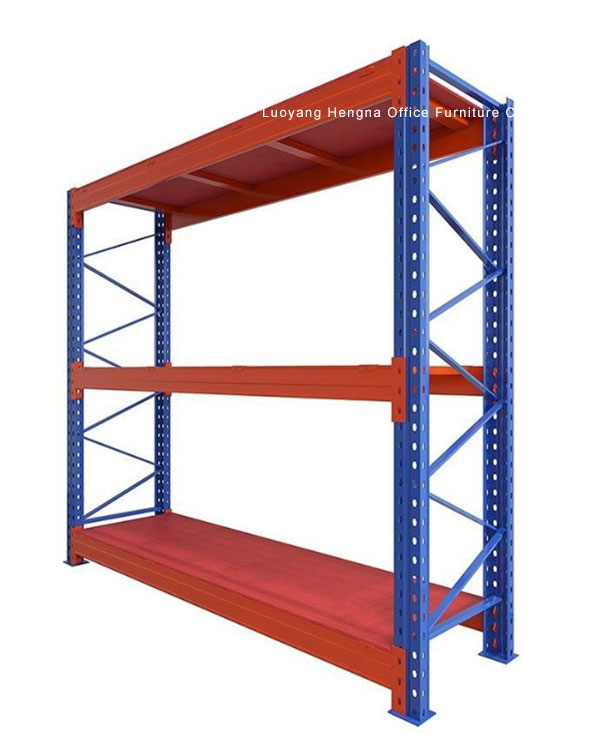 Steel shelving product on white background, adjustable levels and reinforced shelves for library storage